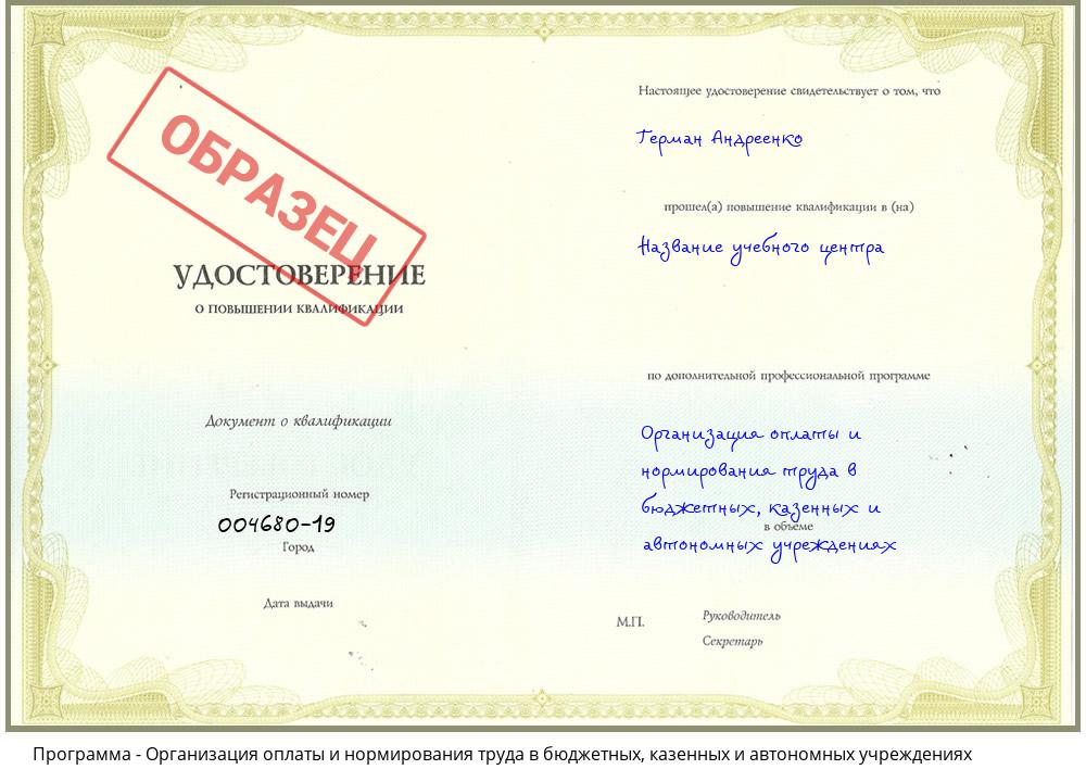 Организация оплаты и нормирования труда в бюджетных, казенных и автономных учреждениях Железногорск (Красноярский край)