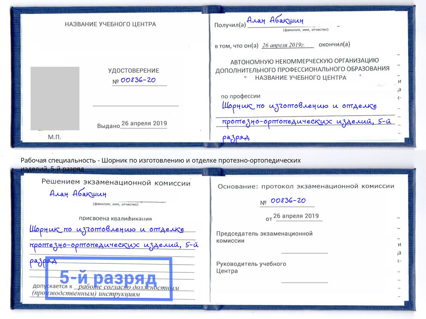 корочка 5-й разряд Шорник по изготовлению и отделке протезно-ортопедических изделий Железногорск (Красноярский край)