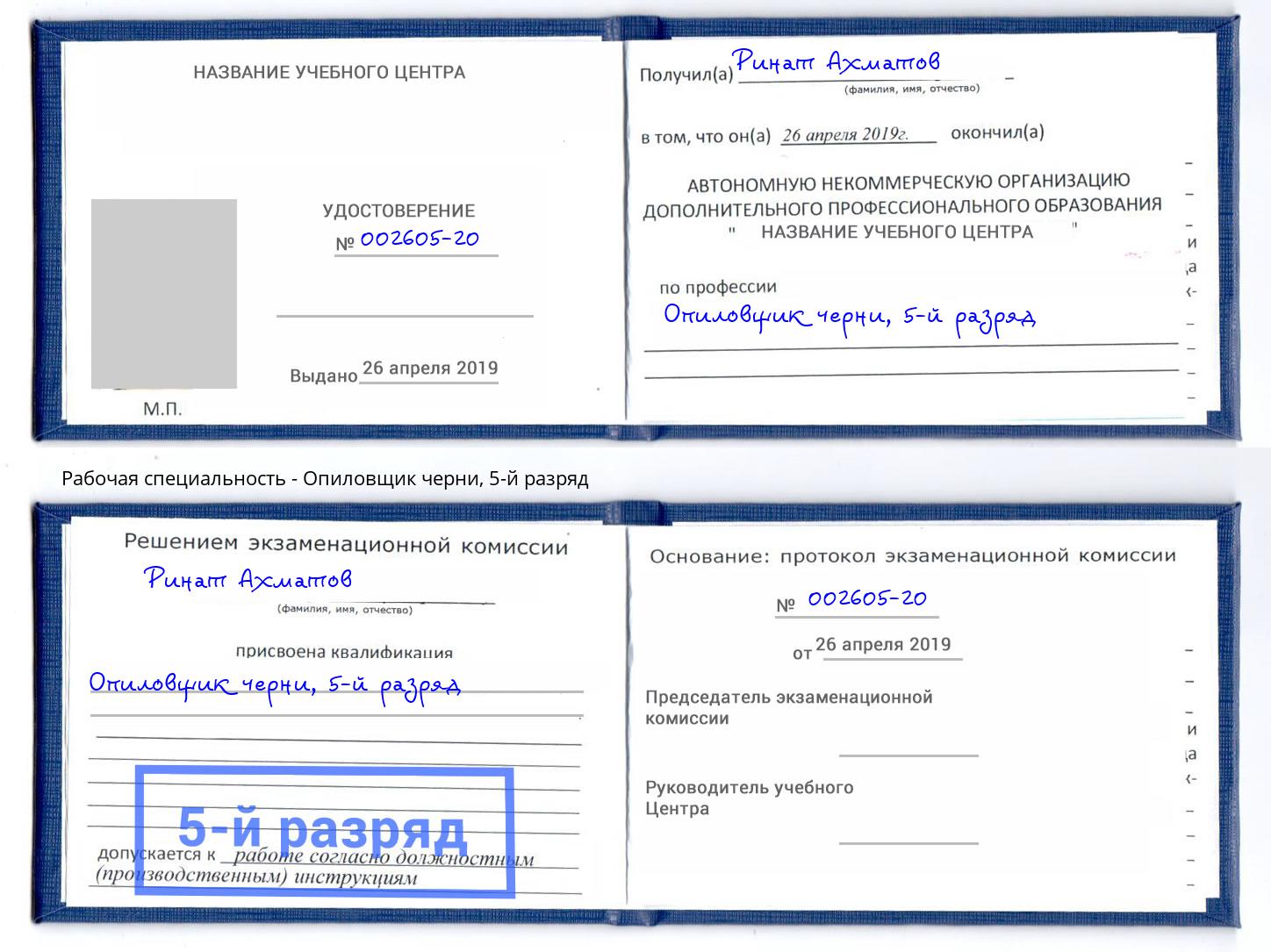 корочка 5-й разряд Опиловщик черни Железногорск (Красноярский край)