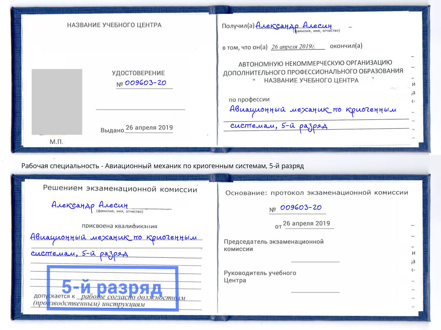 корочка 5-й разряд Авиационный механик по криогенным системам Железногорск (Красноярский край)