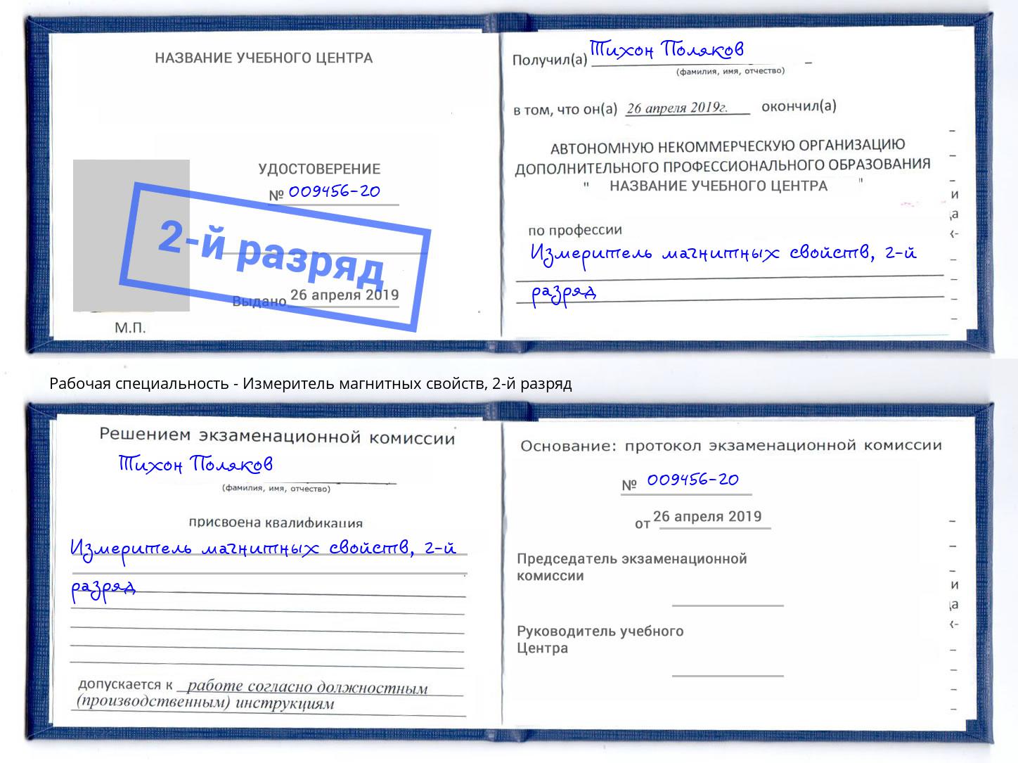 корочка 2-й разряд Измеритель магнитных свойств Железногорск (Красноярский край)