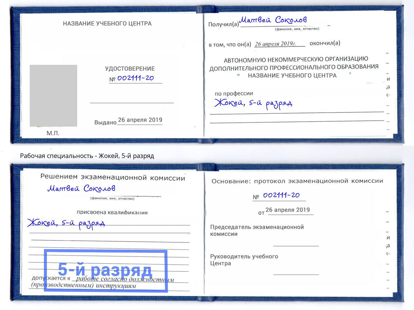 корочка 5-й разряд Жокей Железногорск (Красноярский край)