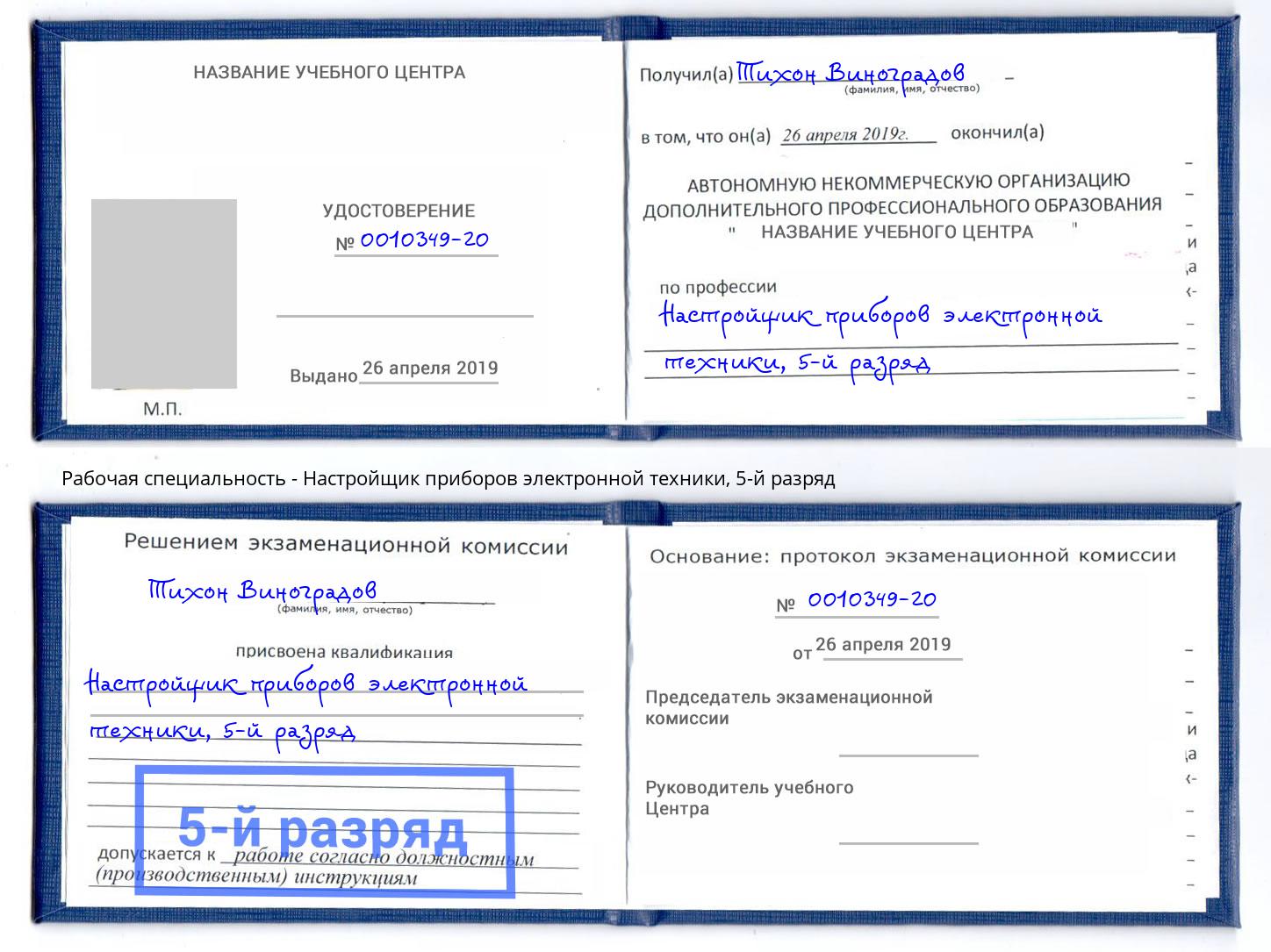 корочка 5-й разряд Настройщик приборов электронной техники Железногорск (Красноярский край)